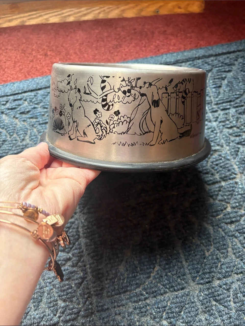 Stainless Steel Bowl with Cute Fox Illustration